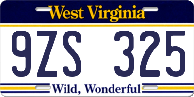 WV license plate 9ZS325