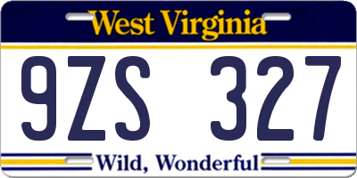 WV license plate 9ZS327