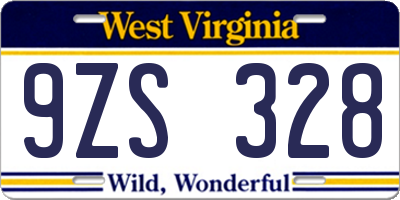 WV license plate 9ZS328