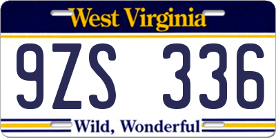 WV license plate 9ZS336