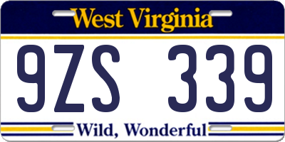 WV license plate 9ZS339