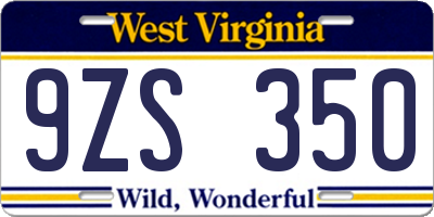 WV license plate 9ZS350