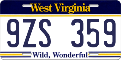 WV license plate 9ZS359