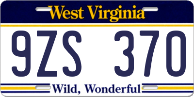 WV license plate 9ZS370