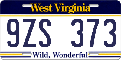 WV license plate 9ZS373
