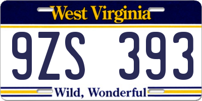 WV license plate 9ZS393
