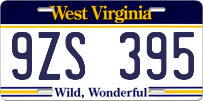 WV license plate 9ZS395