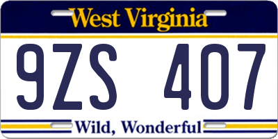 WV license plate 9ZS407