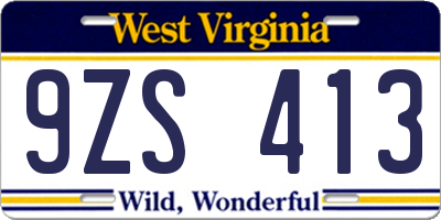 WV license plate 9ZS413