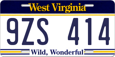 WV license plate 9ZS414