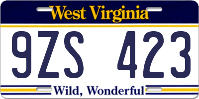 WV license plate 9ZS423