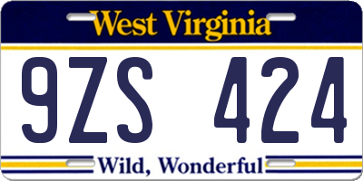 WV license plate 9ZS424
