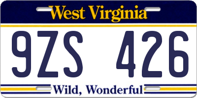 WV license plate 9ZS426