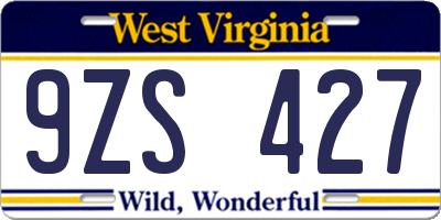 WV license plate 9ZS427