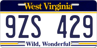 WV license plate 9ZS429