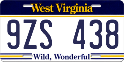 WV license plate 9ZS438