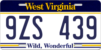 WV license plate 9ZS439