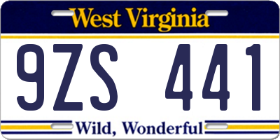 WV license plate 9ZS441