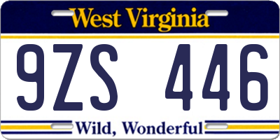 WV license plate 9ZS446