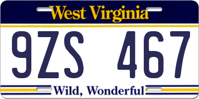 WV license plate 9ZS467