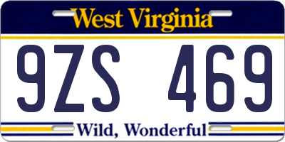 WV license plate 9ZS469