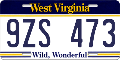 WV license plate 9ZS473