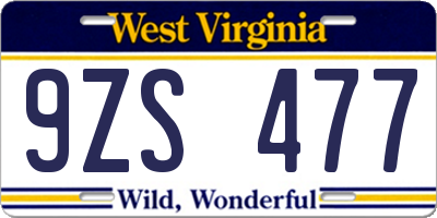 WV license plate 9ZS477