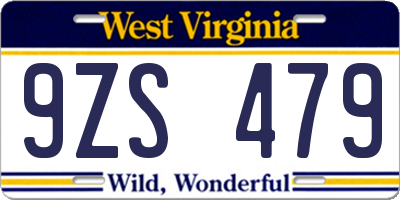 WV license plate 9ZS479