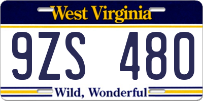 WV license plate 9ZS480