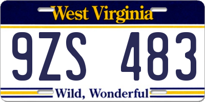 WV license plate 9ZS483