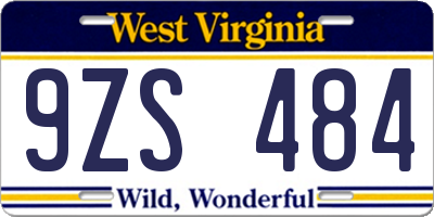 WV license plate 9ZS484