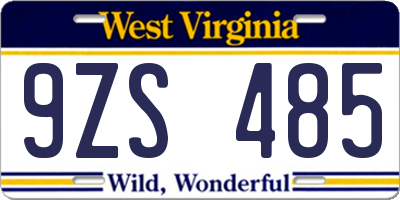 WV license plate 9ZS485