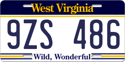 WV license plate 9ZS486