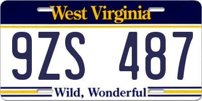 WV license plate 9ZS487