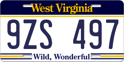 WV license plate 9ZS497