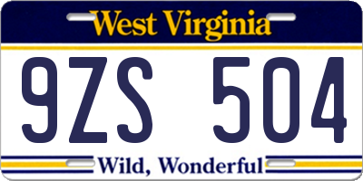 WV license plate 9ZS504