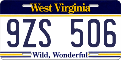 WV license plate 9ZS506