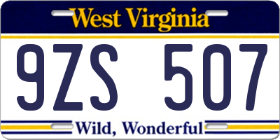 WV license plate 9ZS507
