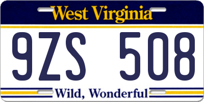 WV license plate 9ZS508