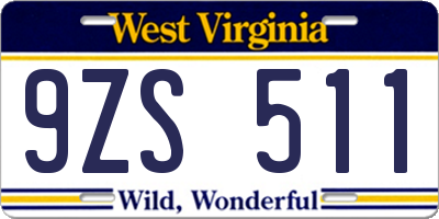 WV license plate 9ZS511