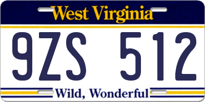 WV license plate 9ZS512