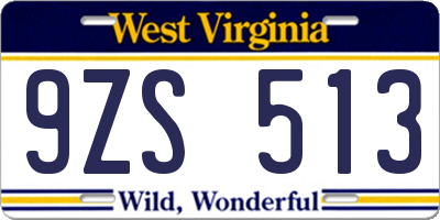 WV license plate 9ZS513