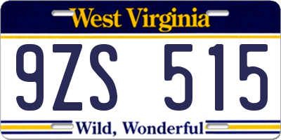 WV license plate 9ZS515