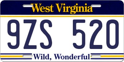 WV license plate 9ZS520