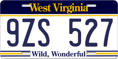 WV license plate 9ZS527