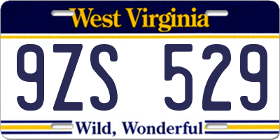 WV license plate 9ZS529