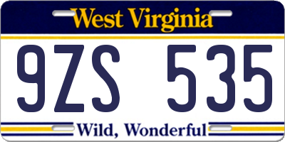 WV license plate 9ZS535
