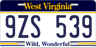 WV license plate 9ZS539
