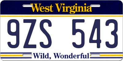 WV license plate 9ZS543