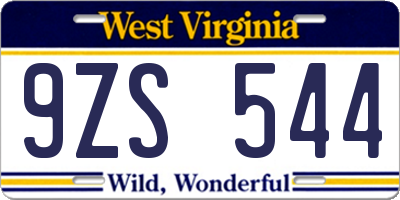 WV license plate 9ZS544